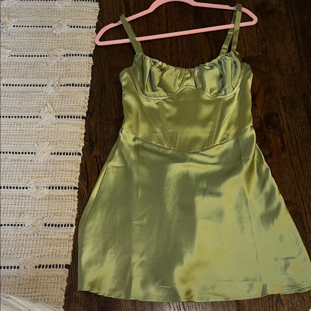 Satin Green Mini Dress